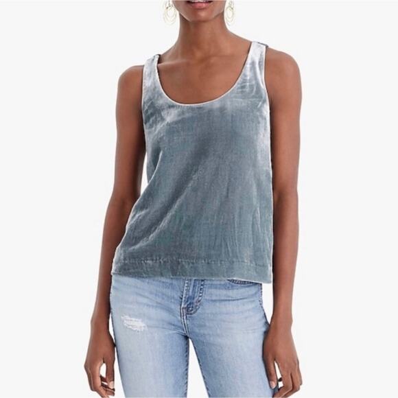 J. Crew Grey Crushed Velvet party Tank Top Size 6 and 4 Small New! - Picture 1 of 7